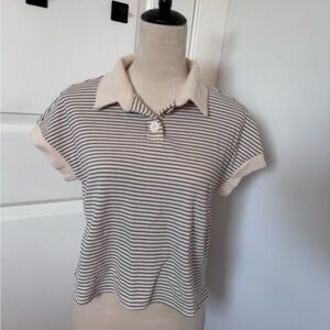 Striped Collared Women's Top